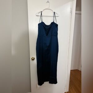 Abercrombie & Fitch - Strapless Satin Sculpt Maxi Dress NAVY NWT XL
